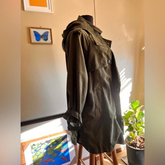 Umgee size large olive green trench coat with hood - Picture 3 of 6